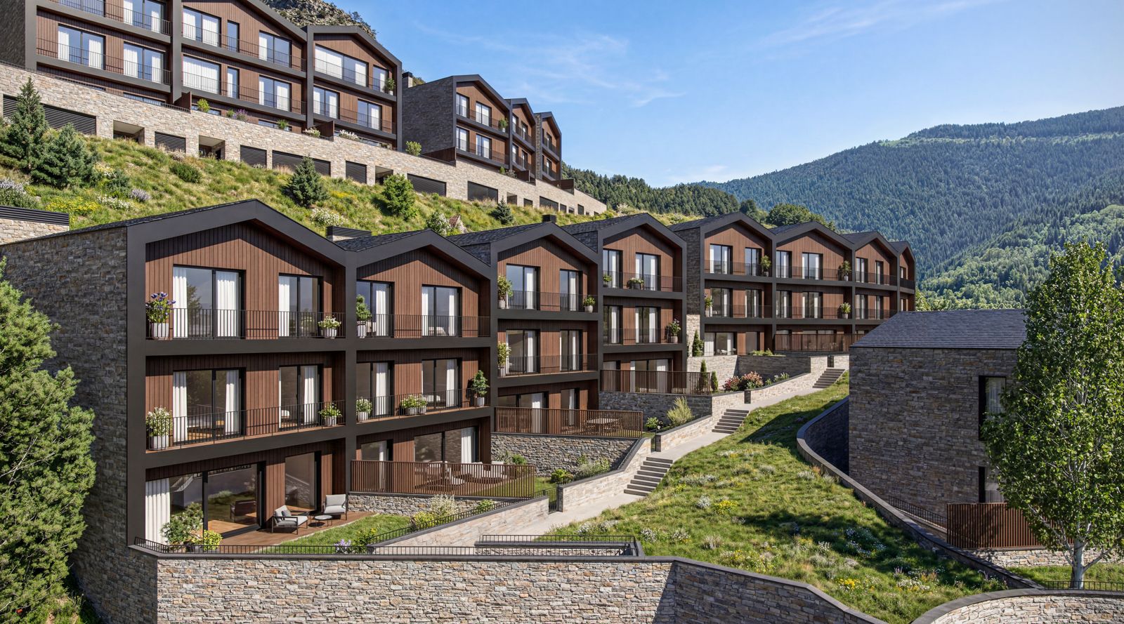 Render de les cases adossades del projecte Pal 1550